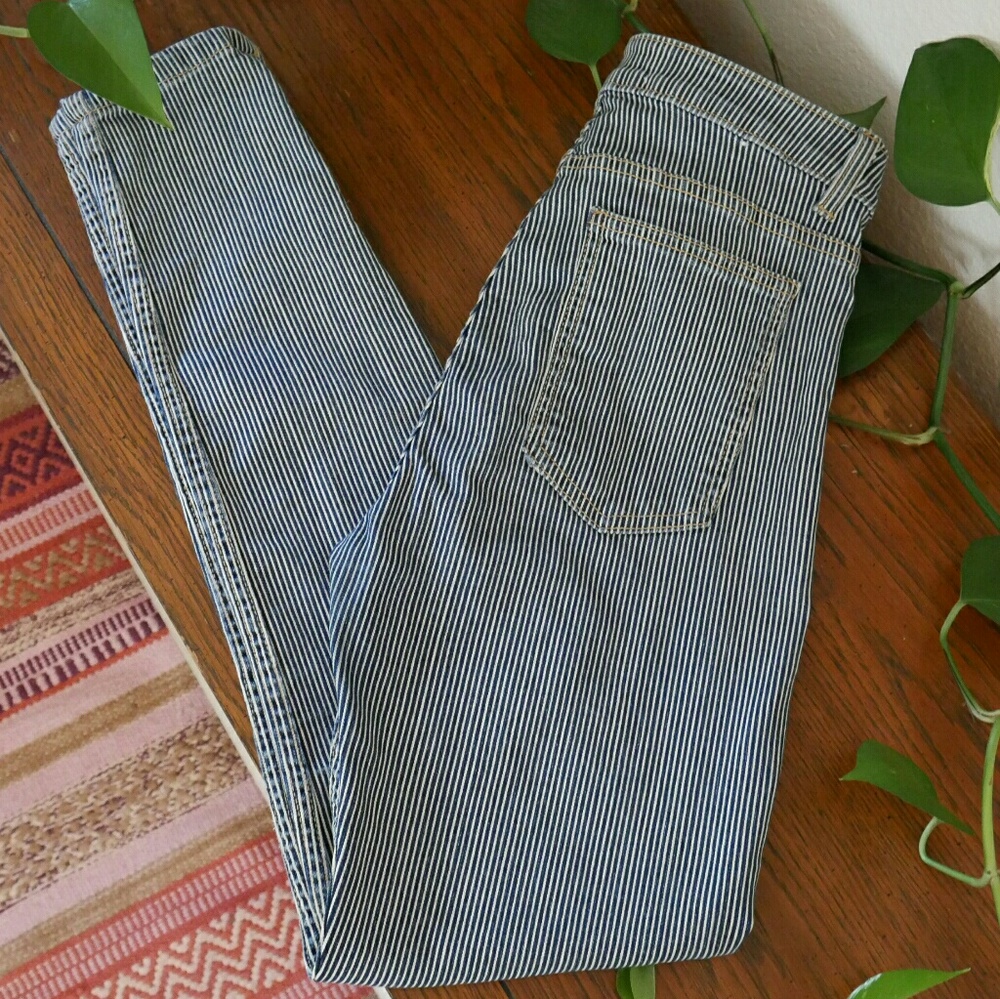 American Apparel Railroad Stripe Ankle Zip Jeans